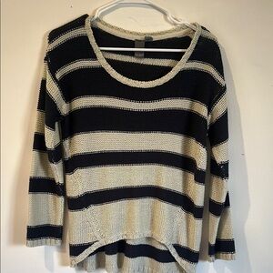 Quinn Cream and Blue Crew Neck Sweater